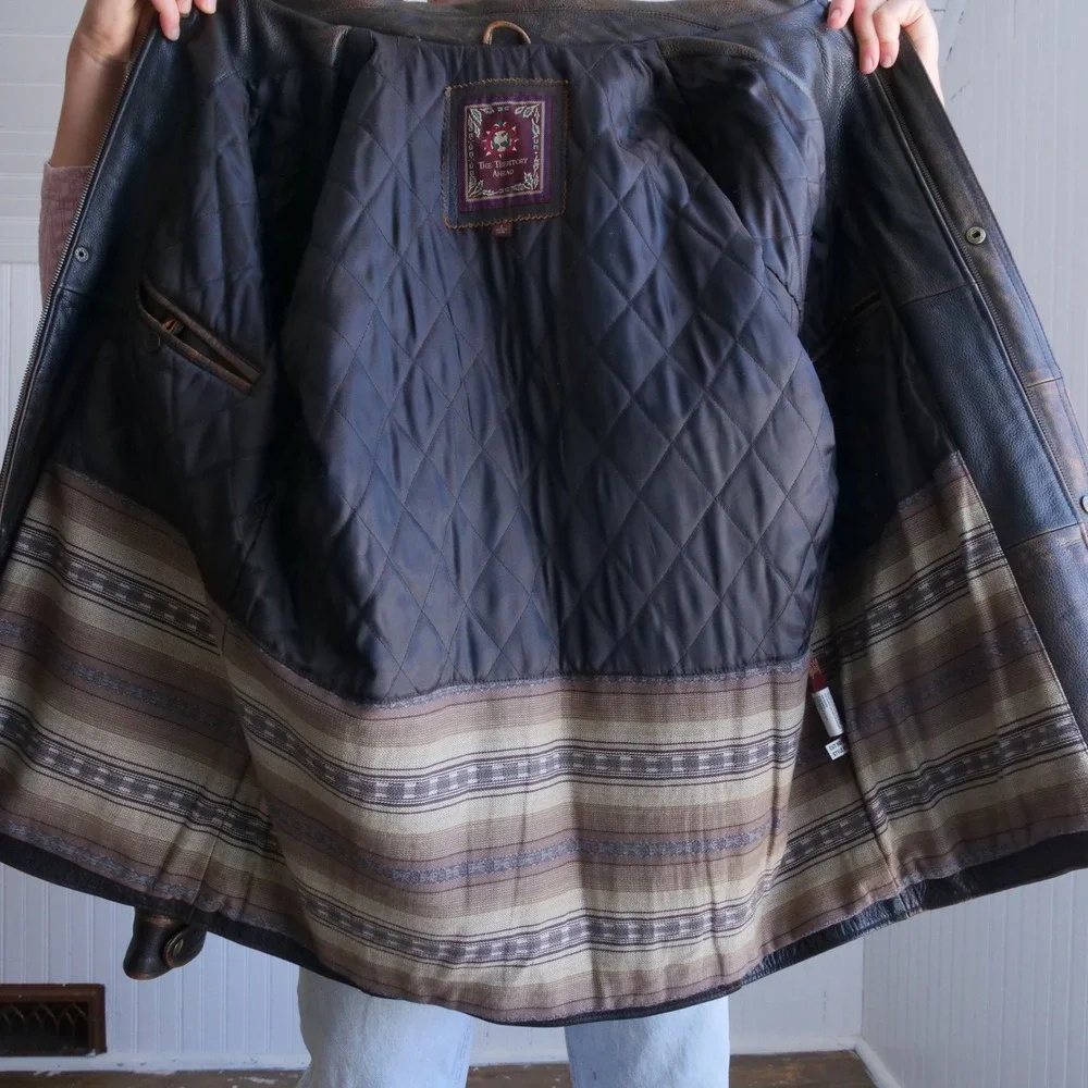 90s/y2k Territory Ahead leather‎ chore coat